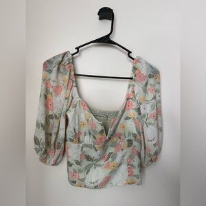 Abercrombie & Fitch Floral Blouse with Puff Sleeves